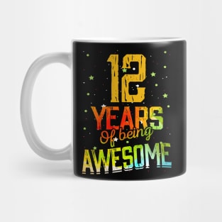 12th Anniversary Gift Vintage Retro 12 Years Of Being Awesome Gifts Funny 12 Years Birthday Men Women Mug